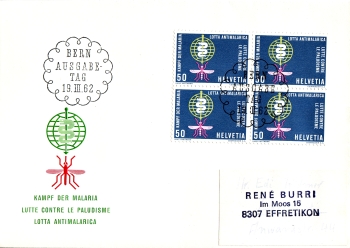 CH FDC 0750 (Viererblock) 1962 03 004 ●